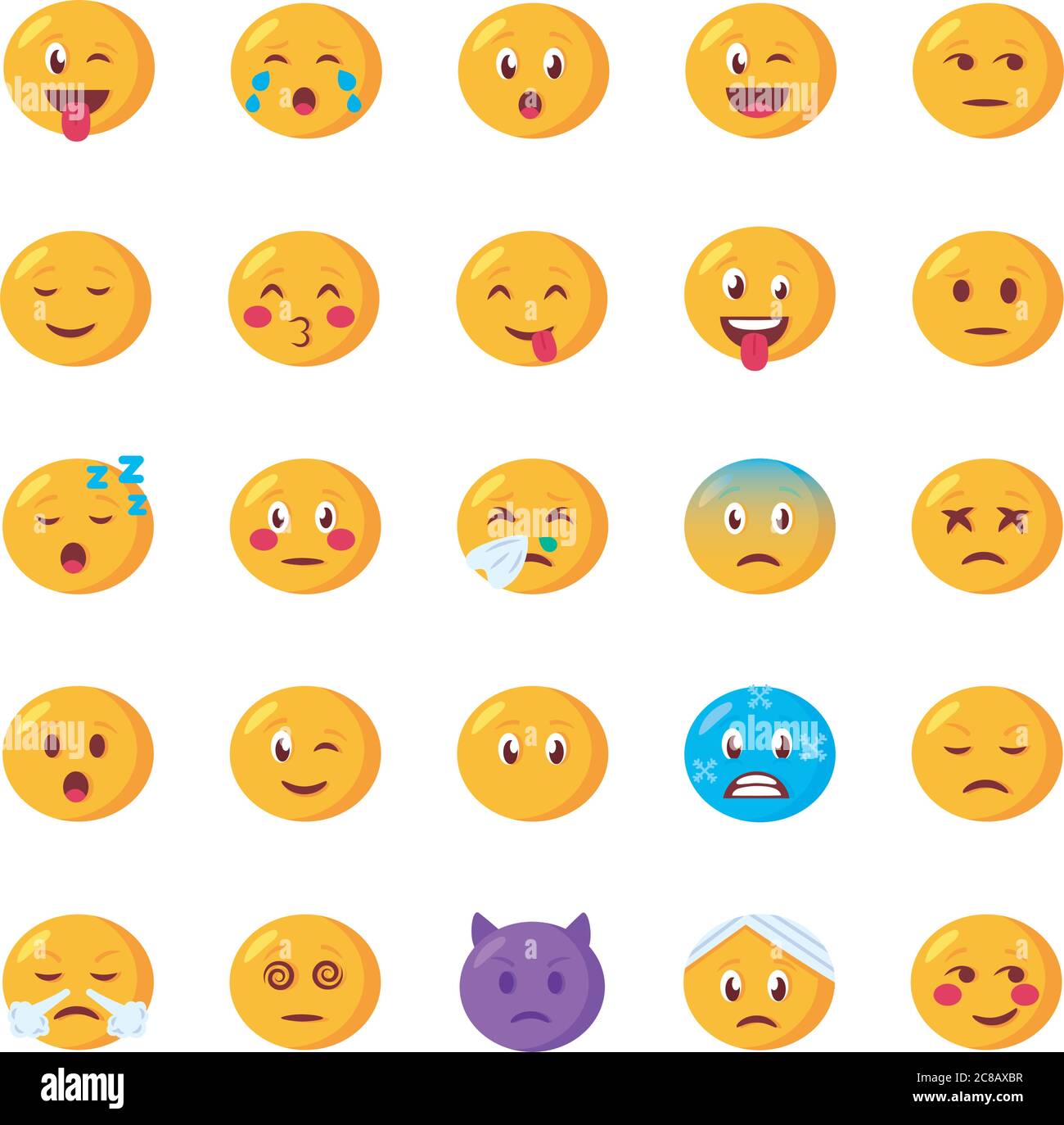Bündel von emojis Gesichter setzen Symbole Vektor Illustration Design
