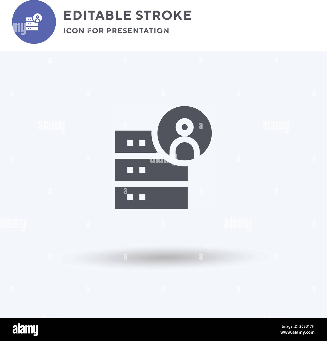 Datenbank-Symbolvektor, gefülltes flaches Zeichen, solides Piktogramm isoliert auf weiß, Logo-Illustration. Datenbanksymbol für die Präsentation. Stock Vektor