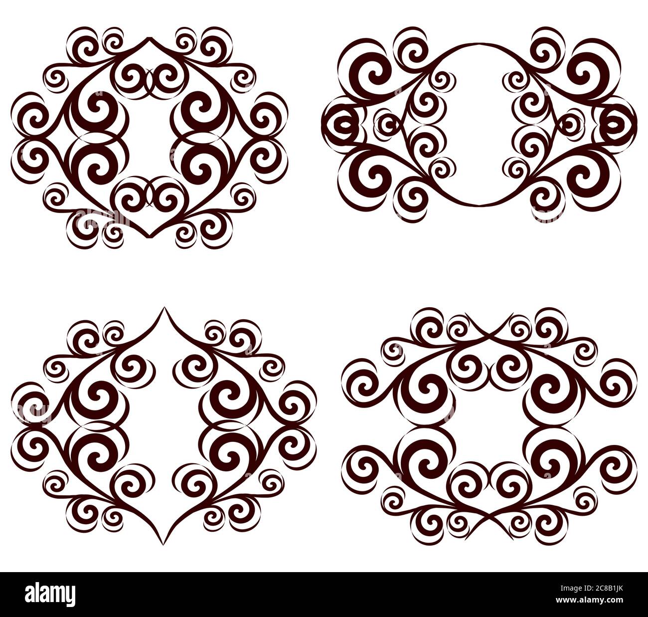 vektor-Illustration eines Satzes von kunstvollen Blumenrahmen. Elemente für Design Dekoration Stock Vektor