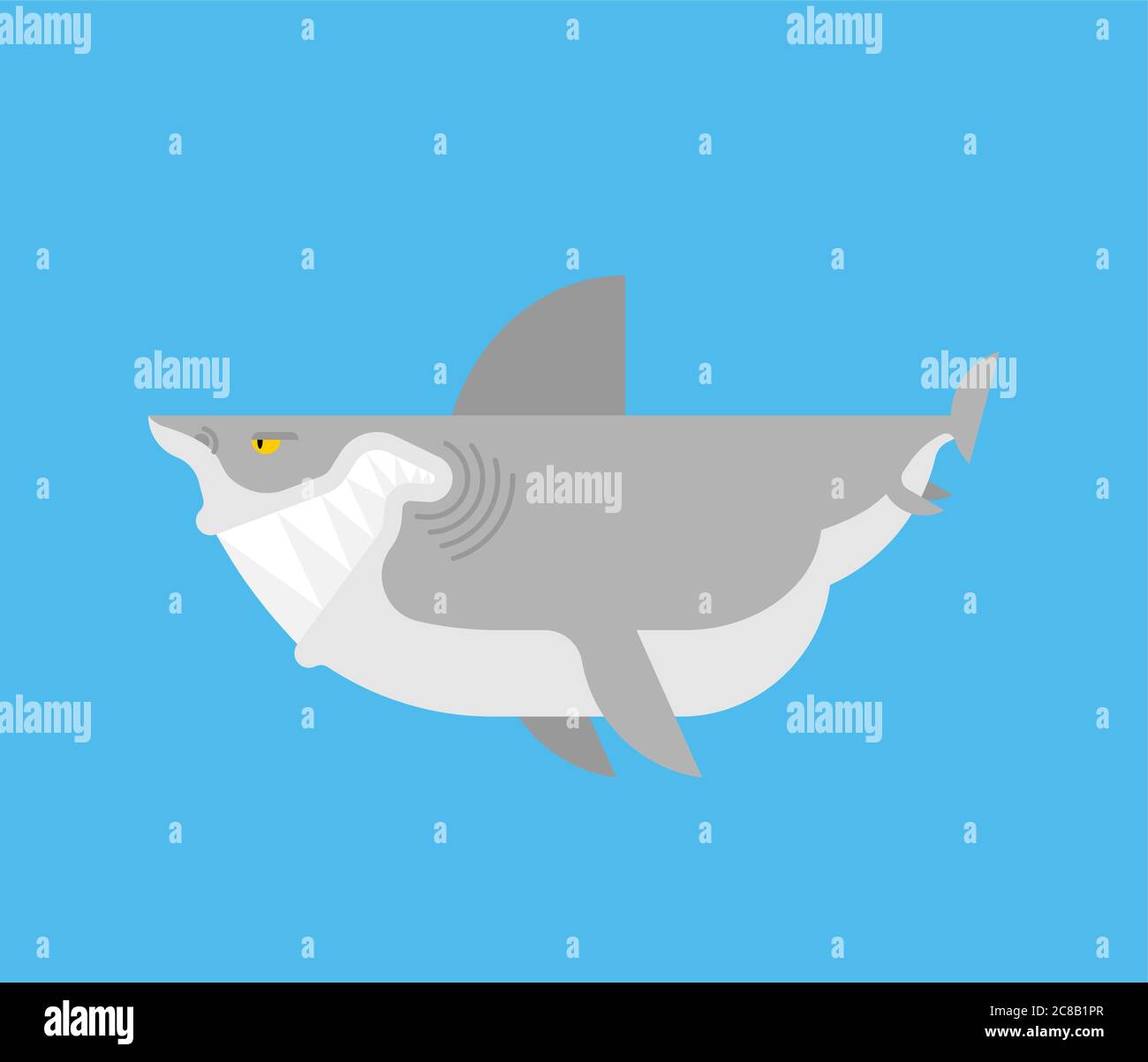 Haifisch Cartoon isoliert. Meerestierraubtier. Vektorgrafik Stock Vektor