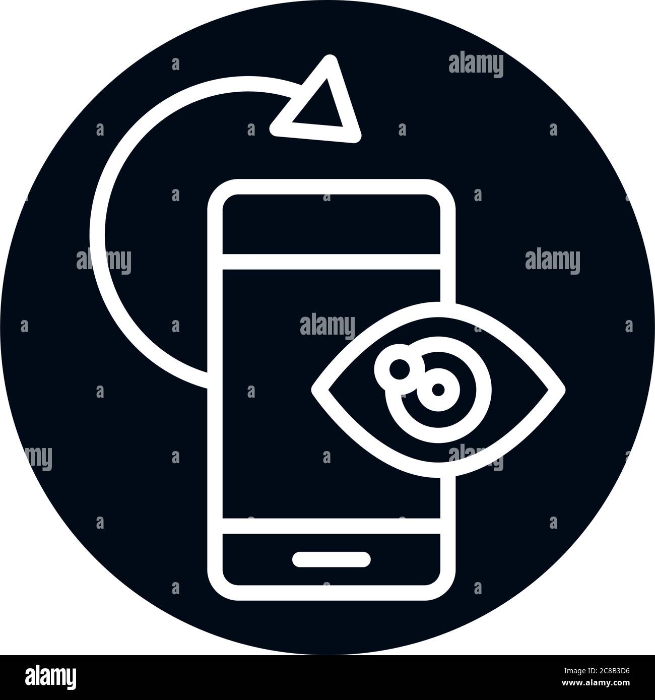 360 Grad Smartphone optische Rotation Block und Linie Stil Symbol Design Vektor Illustration Stock Vektor