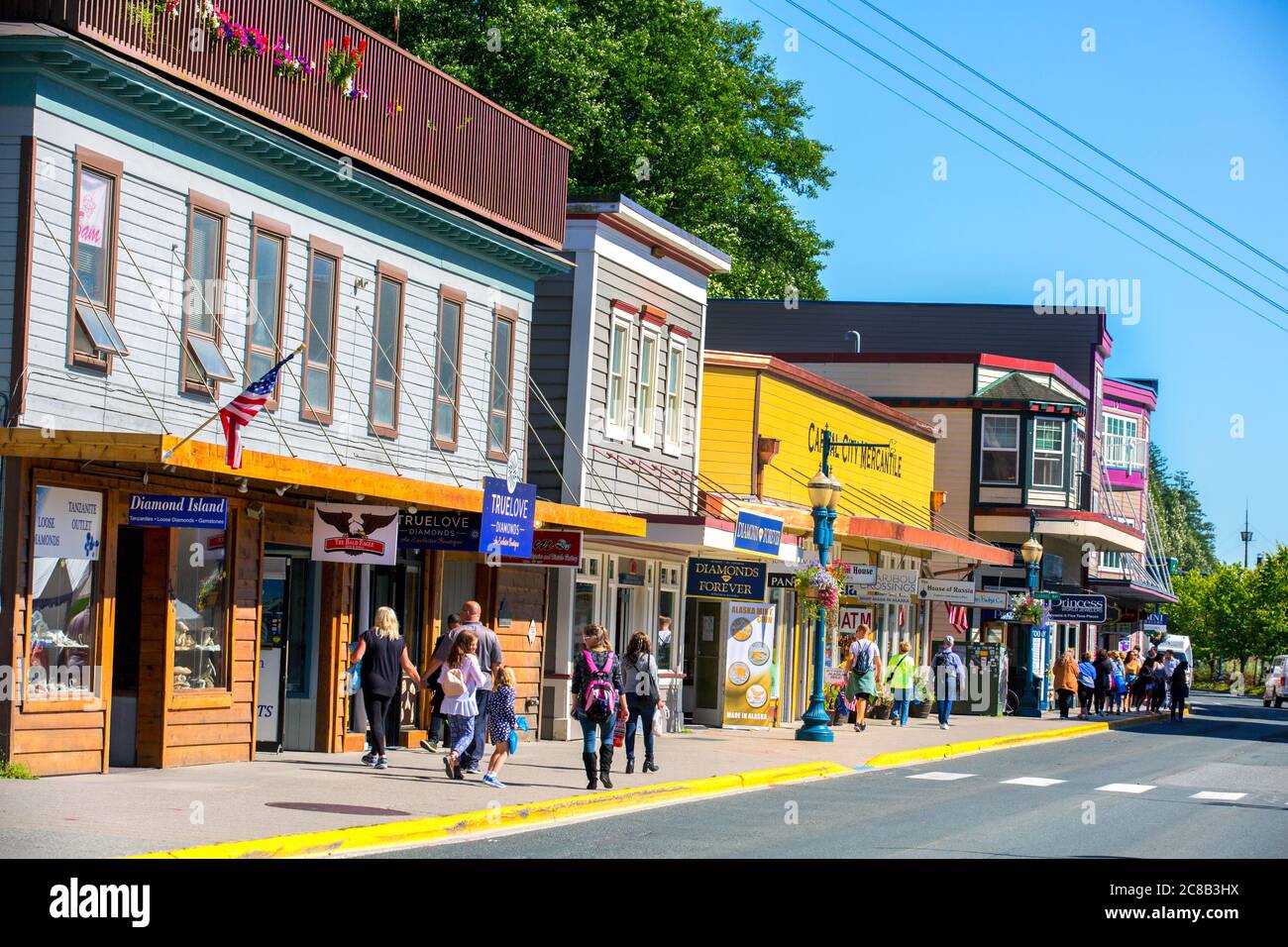Franklin Street, Juneau, Alaska, Geschäfte in juneau, Touristen, alska, usa, Stockfoto