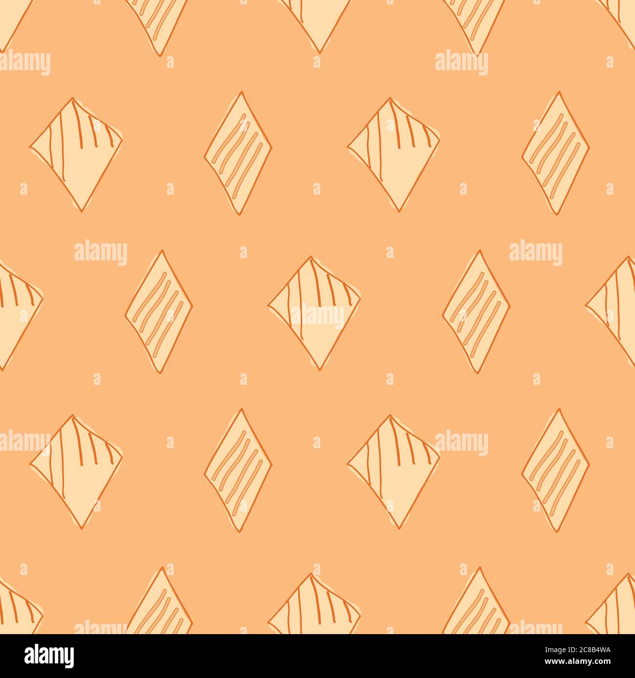 Off Kilter Kite Formen auf orangenen Hintergrund Nahtloses Muster Vektor Hand gezeichnete Doodle Stil Illustration Oberfläche Design Stock Vektor