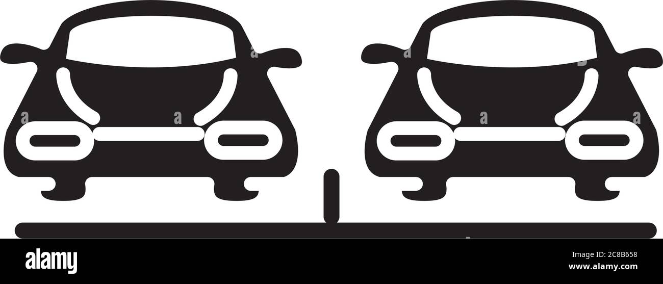 Vorderansicht eines Parkplatzes mit Autos Transport Silhouette Stil Symbol Design Vektor Illustration Stock Vektor