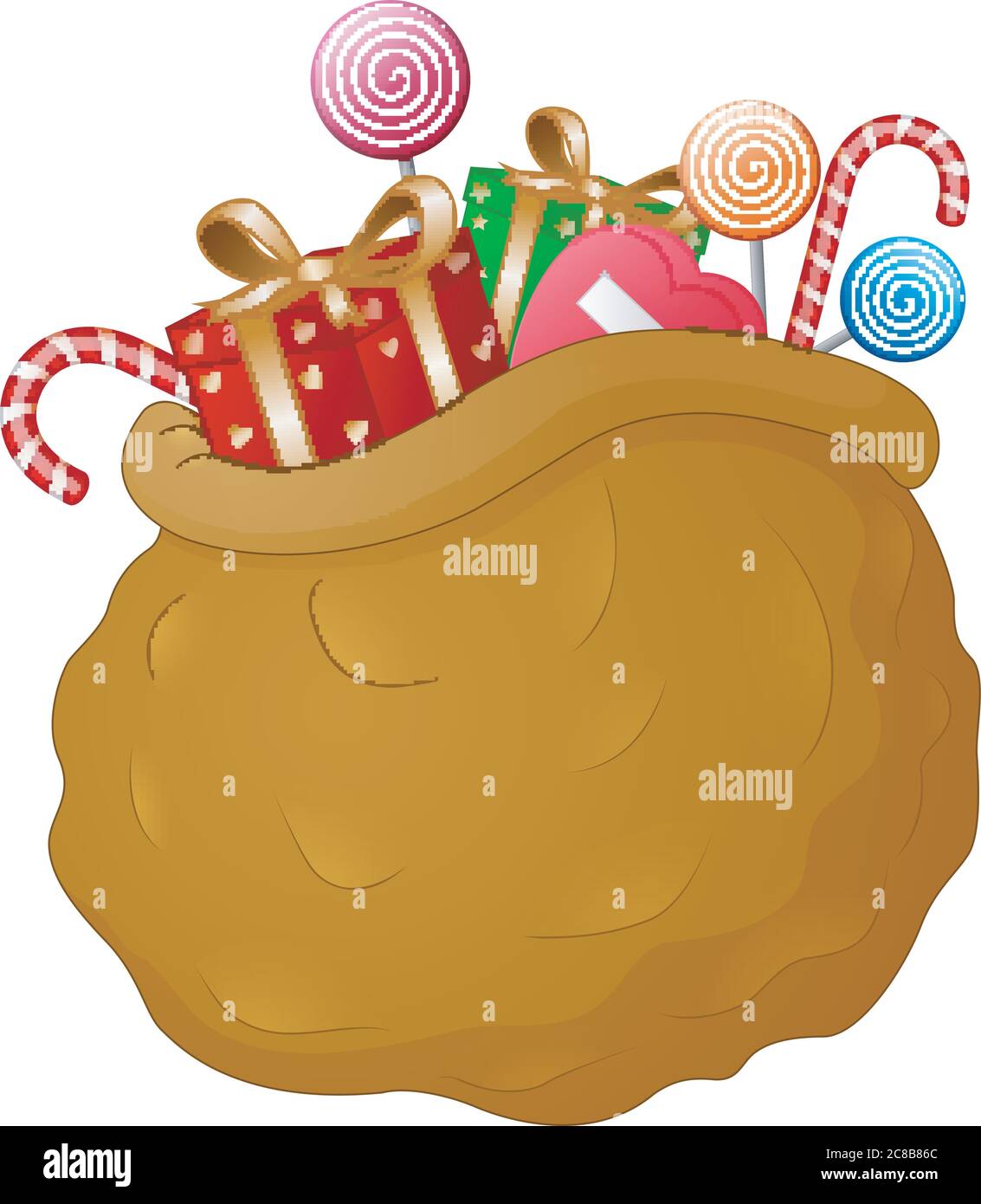 Illustration von Brown Sack Santa Claus mit Geschenken Stock Vektor
