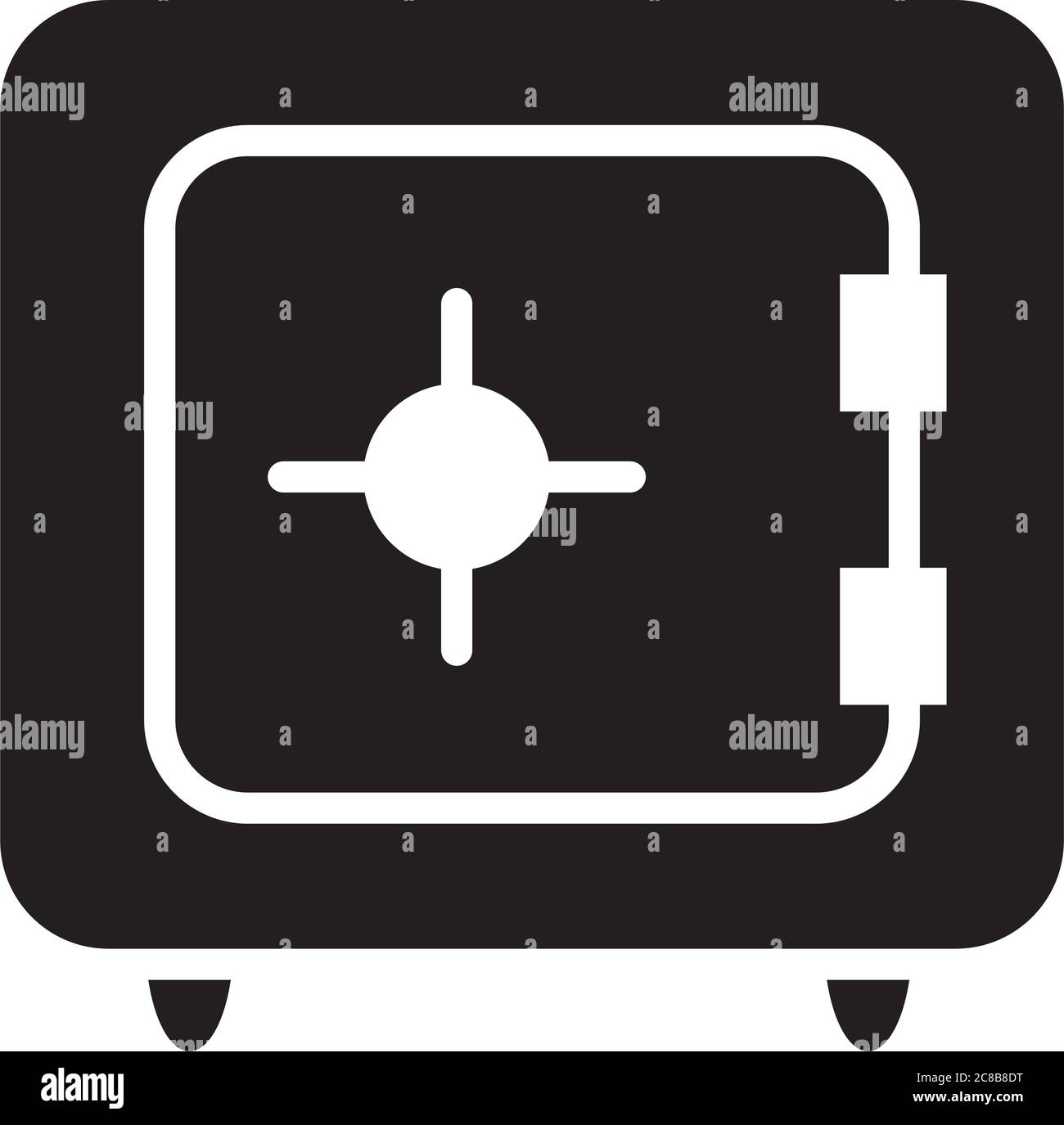 Strongbox Symbol über weißem Hintergrund, Halbzeilensymbole, Vektorgrafik Stock Vektor