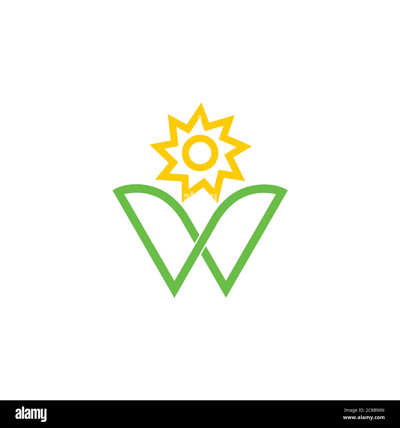 Buchstabe w Sonne Blume Logo Vektor Stock Vektor