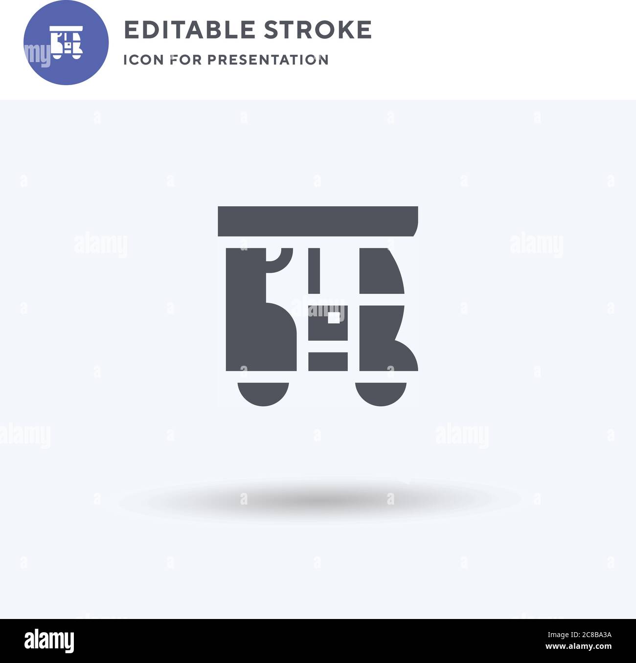 Rikscha Symbol Vektor, gefüllt flache Zeichen, solide Piktogramm isoliert auf weiß, Logo-Illustration. Rikscha-Symbol für die Präsentation. Stock Vektor