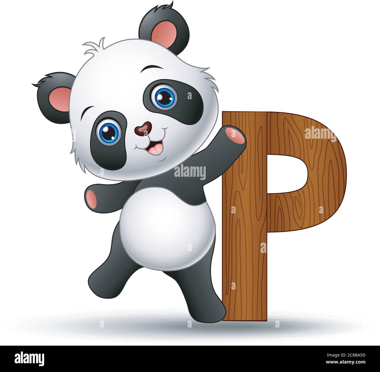 Illustration von Alphabet P mit Panda Cartoon Stock Vektor