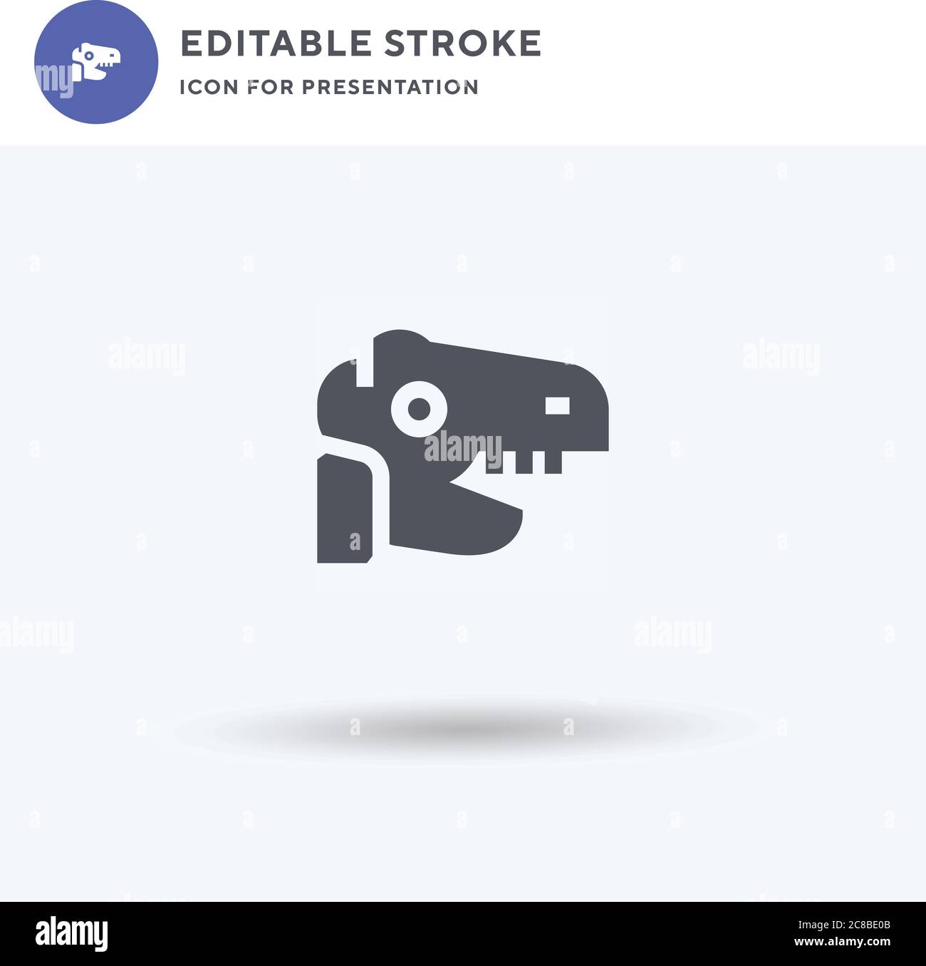 Dinosaurier-Symbol-Vektor, gefüllt flache Zeichen, solide Piktogramm isoliert auf weiß, Logo-Illustration. Dinosaurier-Symbol für die Präsentation. Stock Vektor