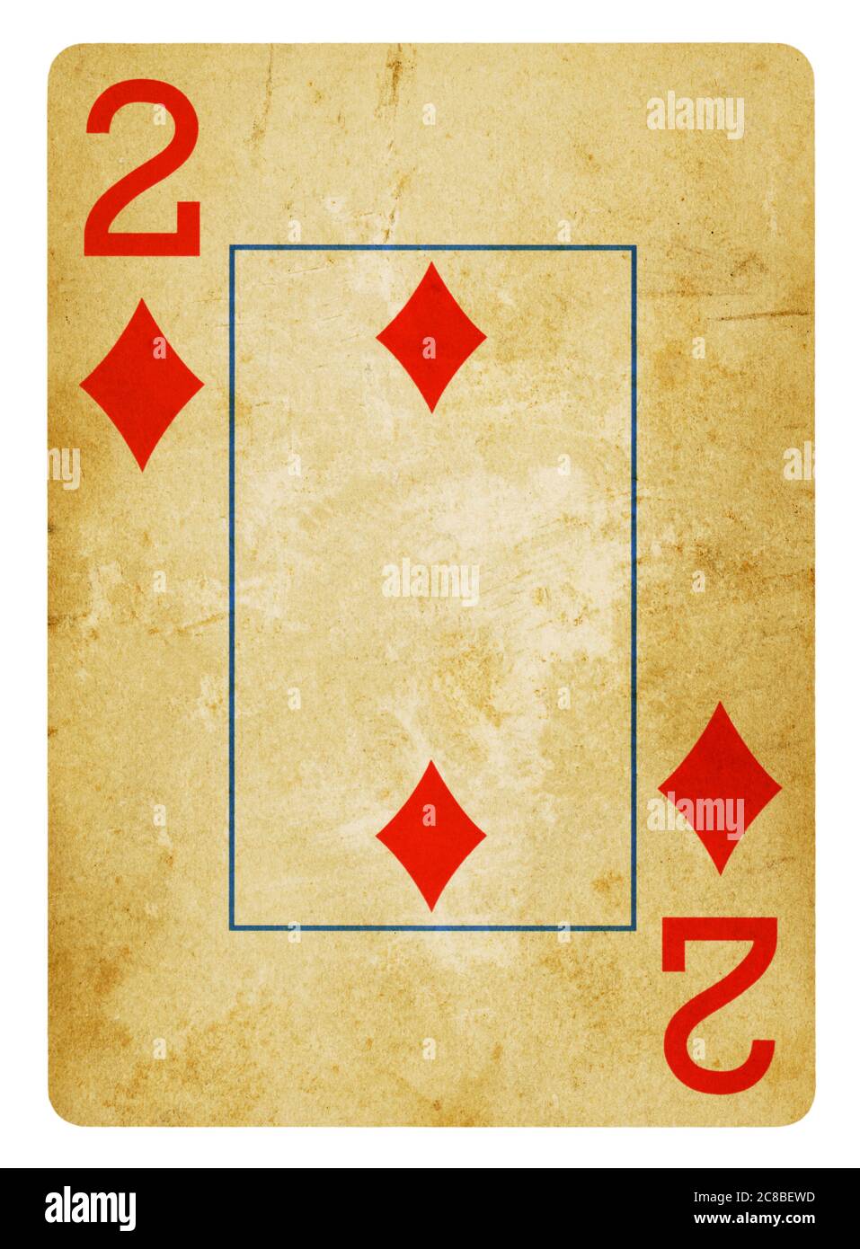 Zwei von Diamond Vintage Playing Card - isoliert auf weißem (clipping path enthalten) Stockfoto