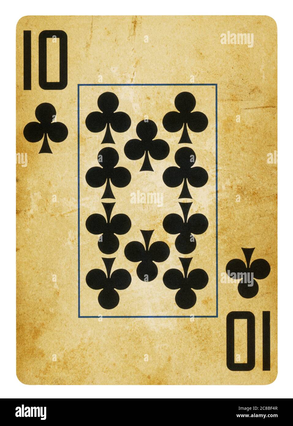 Zehn Vereine Vintage Playing Card - isoliert auf weißem (clipping path enthalten) Stockfoto