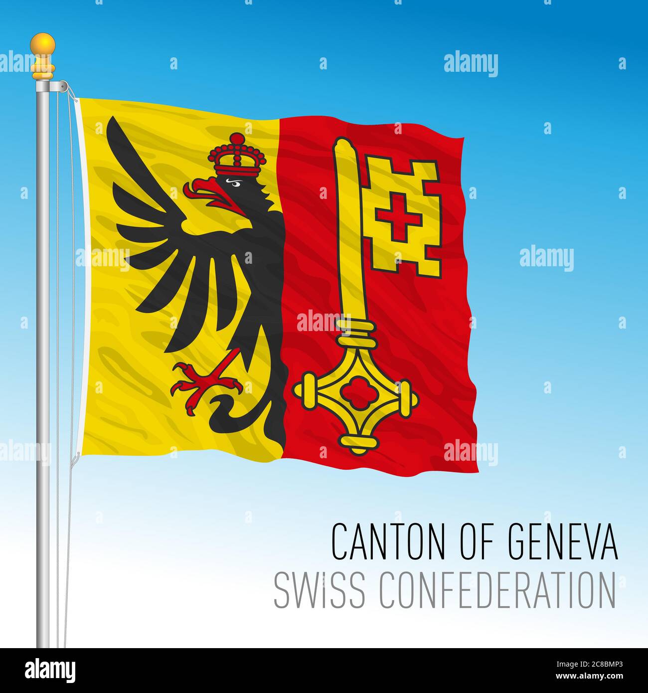 Kanton Genf, offizielle Flagge, Schweiz, europäisches Land, Vektorgrafik Stock Vektor