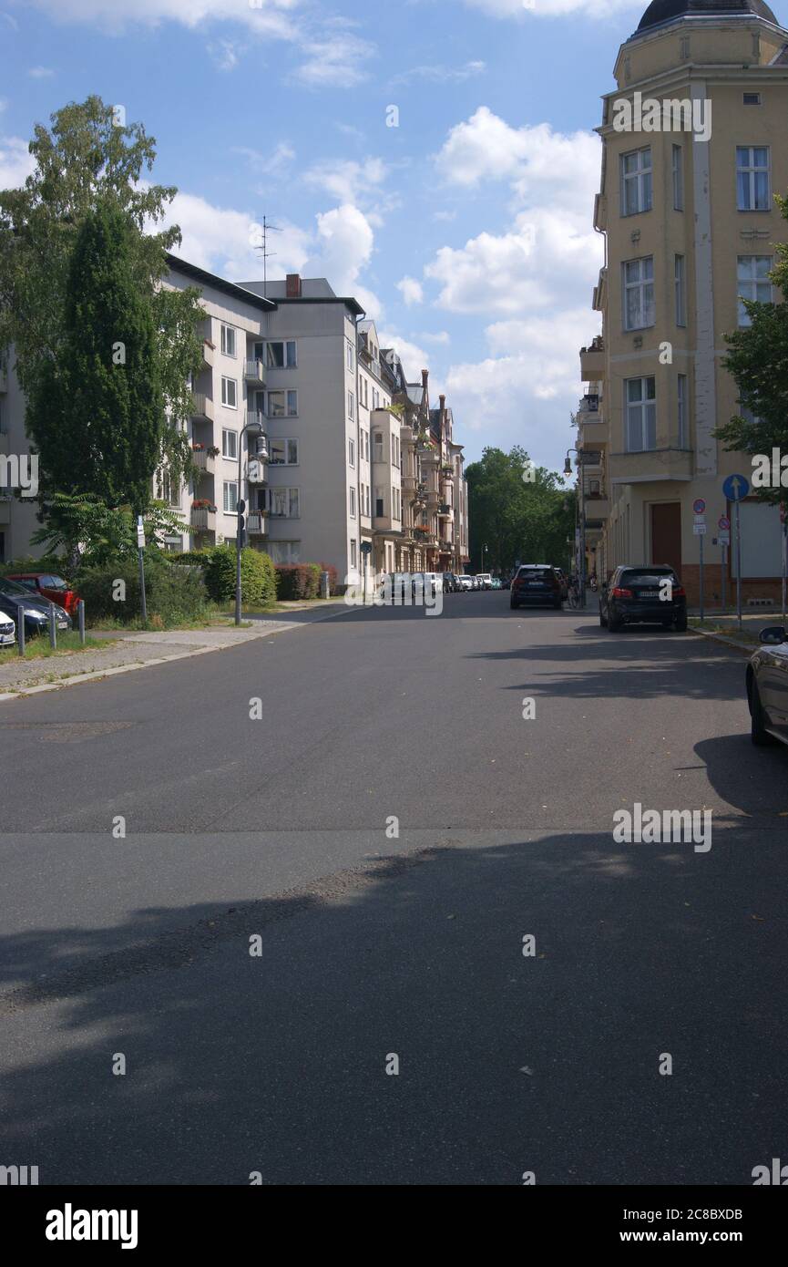 Grunewaldstraße Ecke Plantage im Ortsteil Stresow in Berlin-Spandau Stockfoto