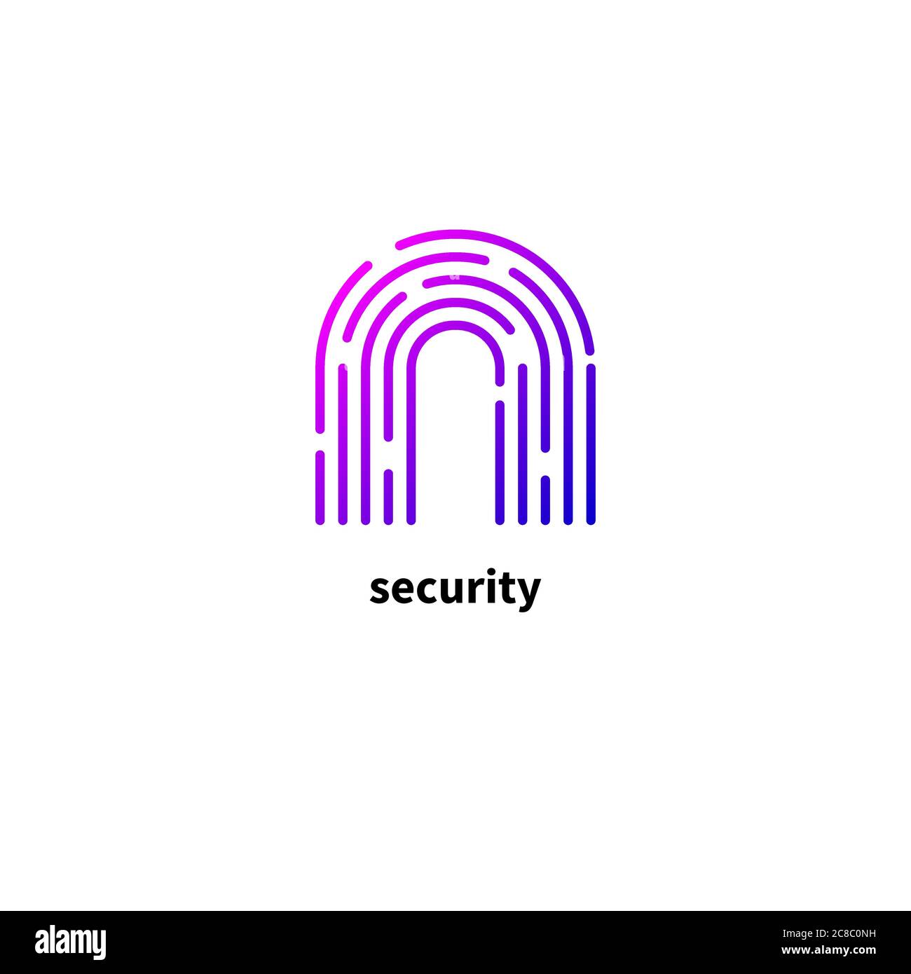 Symbol für minimale Zeilenfarbe für abstrakte Sicherheitsdarstellung. Fingerabdruck-Logo. Vektorsymbol Stock Vektor