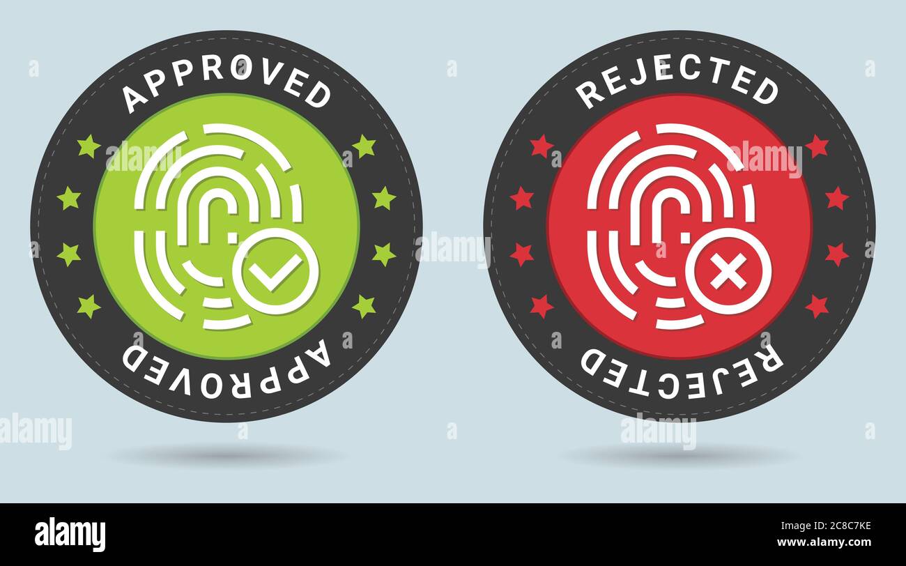 Vektorgrafik Sicherheitsstempel. Symbol für Vektorzertifikat. Vektor-Kombination für Zertifikat in flacher Ausführung. Biometrischer Zugriff verweigert. Stock Vektor