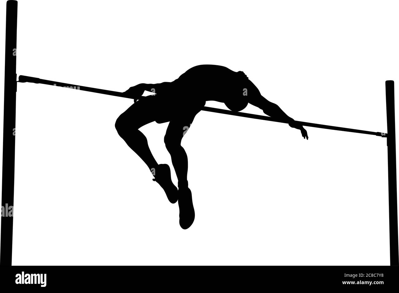 Hochsprung ist Track and Field Event. Mann Athlet schwarz Silhouette Stock Vektor