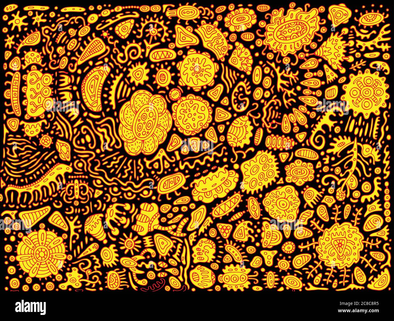 Abstrakt surreal detailreich Doodle - Tribal ethnisch authentische Kunst. Vektor-Illustration Stock Vektor