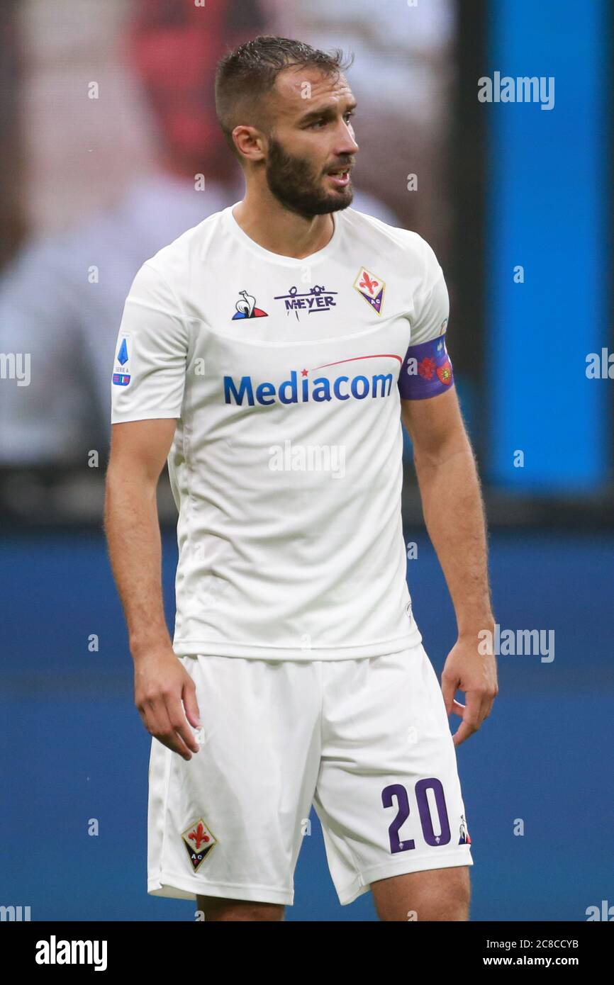 Mailand, Italien. Juli 2020. Mailand, Italien, San Siro Stadium, 22. Juli 2020, Deutsche Pezzella (Fiorentina) während Inter vs Fiorentina - italienische Serie A Fußballspiel - Credit: LM/Luca Rossini Credit: Luca Rossini/LPS/ZUMA Wire/Alamy Live News Stockfoto