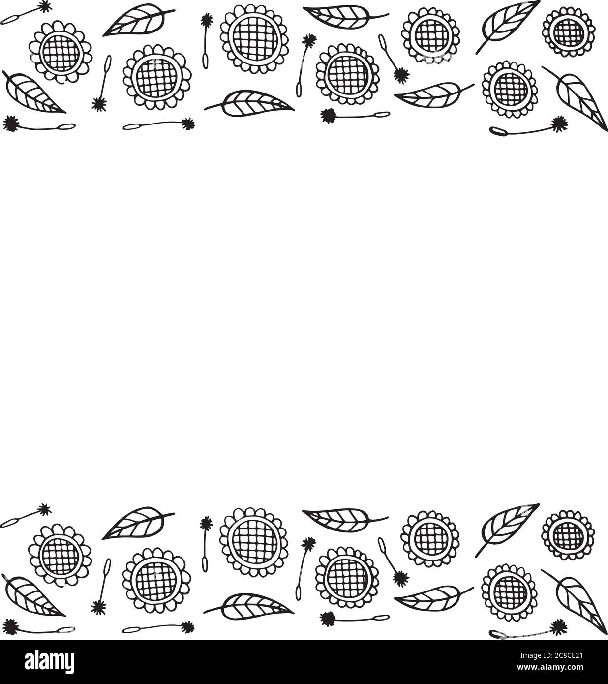 Doodle Rahmen mit Sonnenblumen. Malseite für Erwachsene. Vektor i Stock Vektor