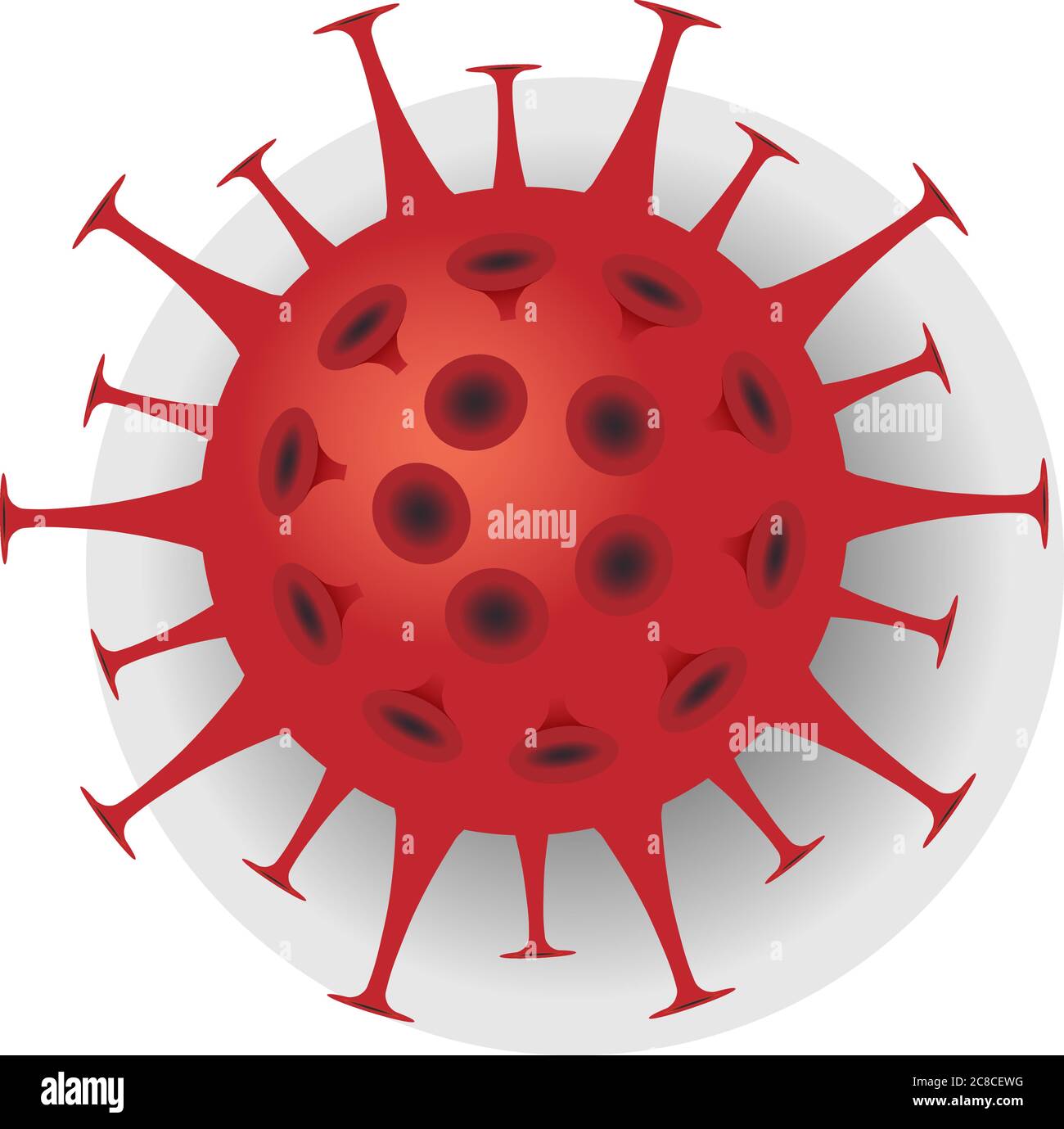 Einzelnes rotes Covid-19 Coronavirus-Symbol isoliert auf weißem Hintergrund Vektordarstellung Stock Vektor