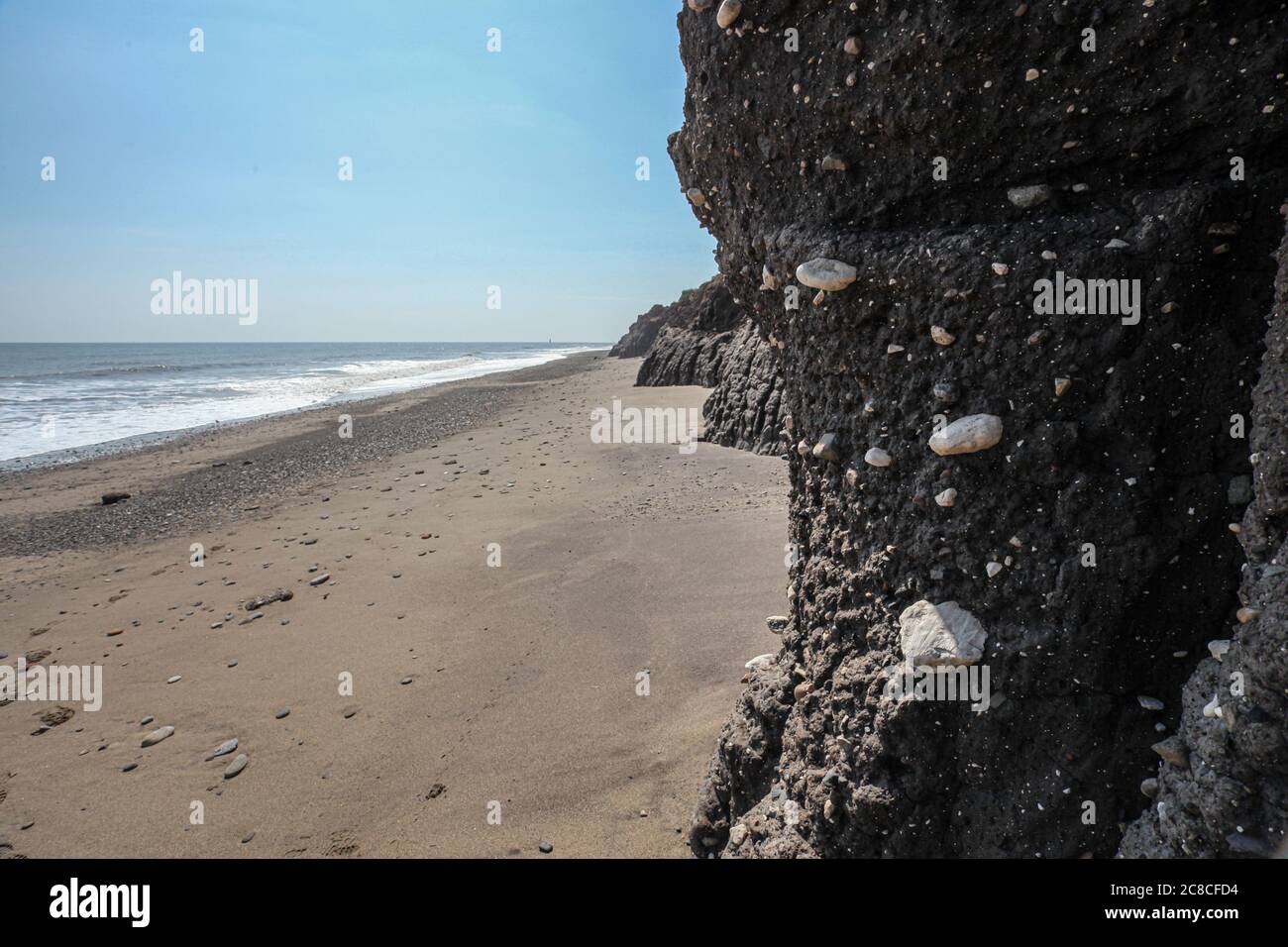 Bilder von Küstenerosion und Siedlungen entlang der Küste des Ostens Reiten von Yorkshire von Aldbrough nach Süden bis zur Spitze von Spurn Head. Stockfoto