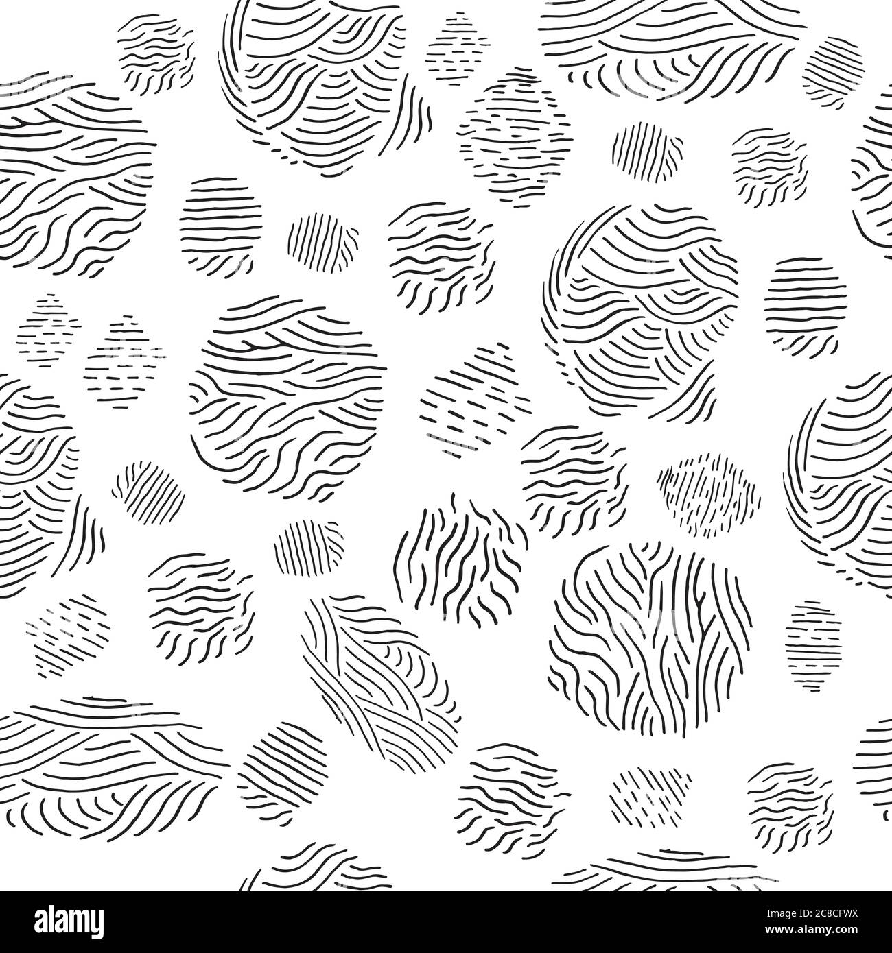 Abstrakt handgezeichnetes nahtloses Muster mit Doodle Fingerabdrücken. S Stock Vektor