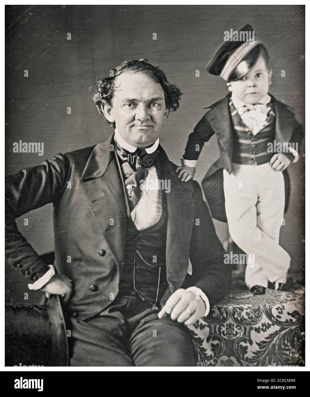 PT Barnum und General Tom Thumb, Porträtaufnahme von Marcus Aurelius Root und Samuel Root, um 1850 Stockfoto
