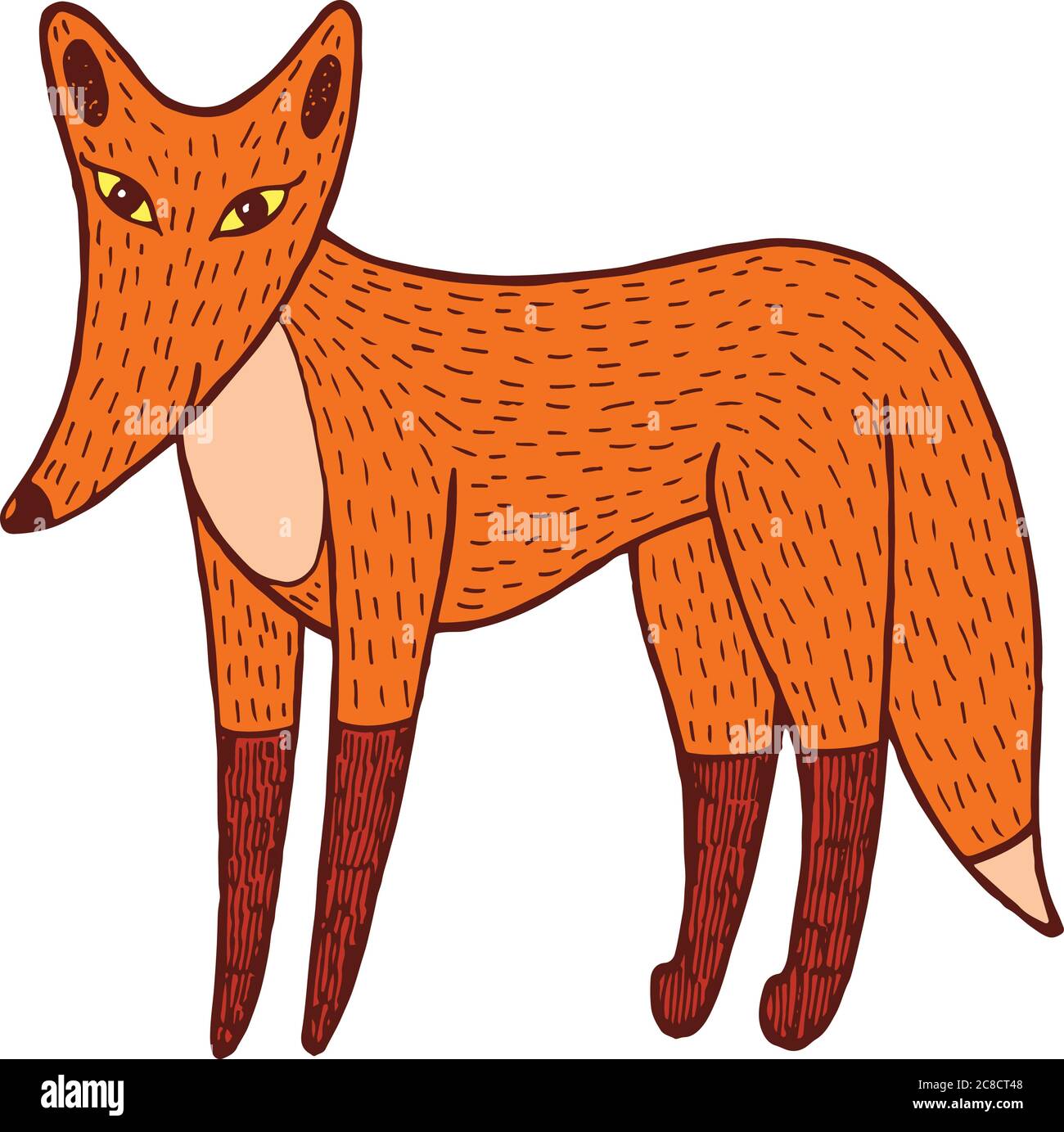 Fox - bunte einfache Doodle Grafik. Isolierte Ausführung el Stock Vektor