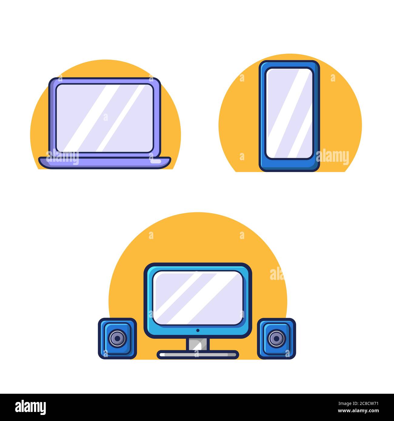 Vektor-Set Von Computer, Laptop, Smartphone. Isoliert auf weißem Hintergrund. Vektorgrafik Stock Vektor