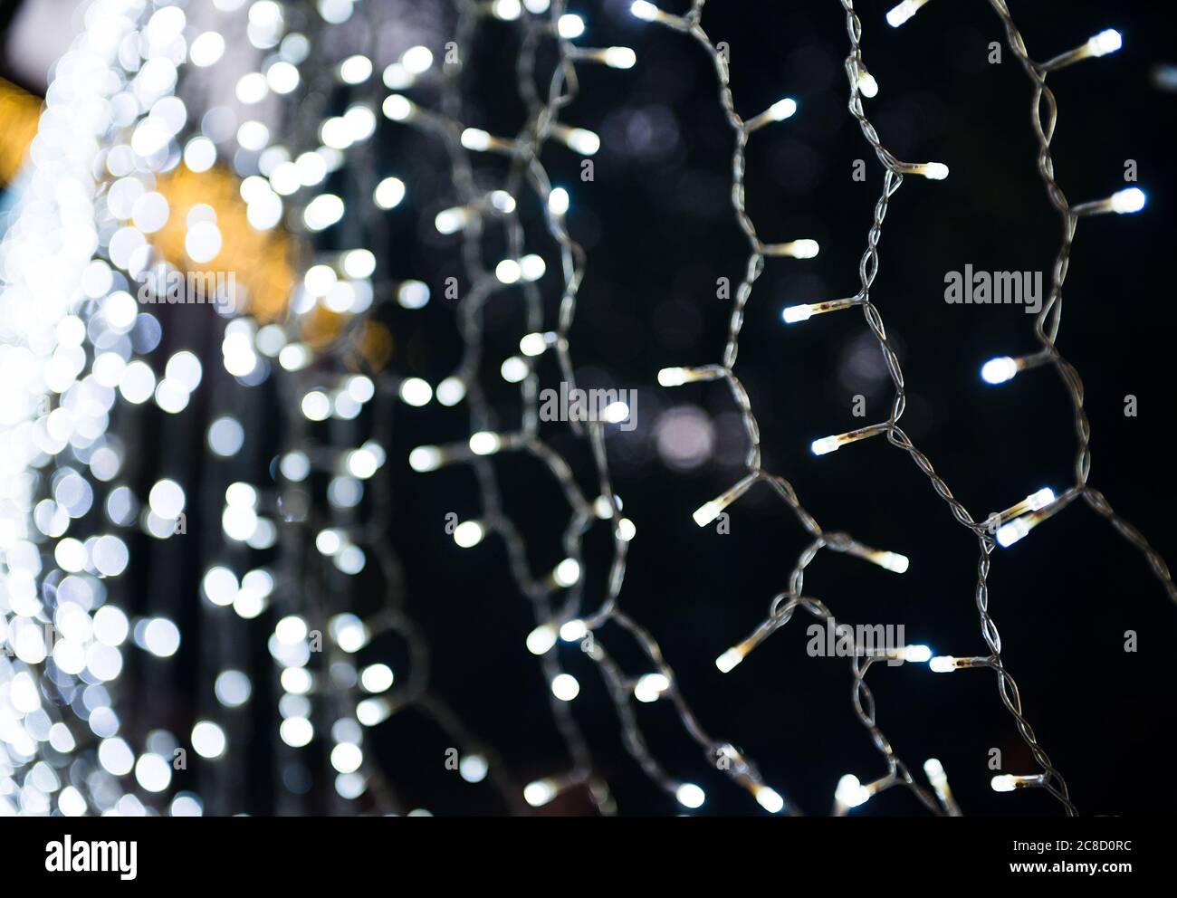 Weiße Lichterketten Stockfoto