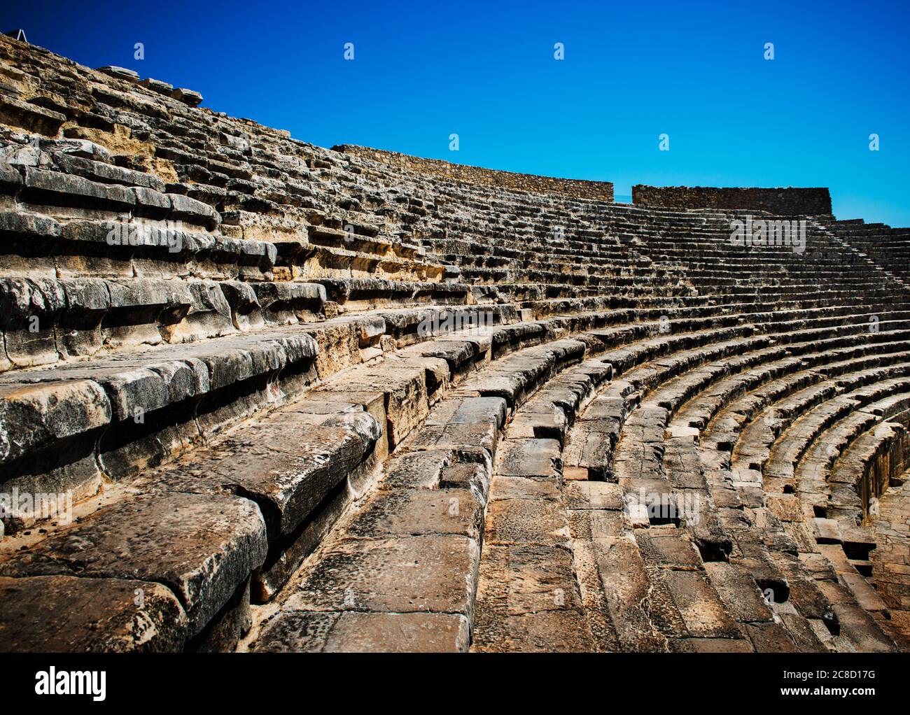 Altes Amphitheater in Pamukkale, Denizli, Türkei Stockfoto