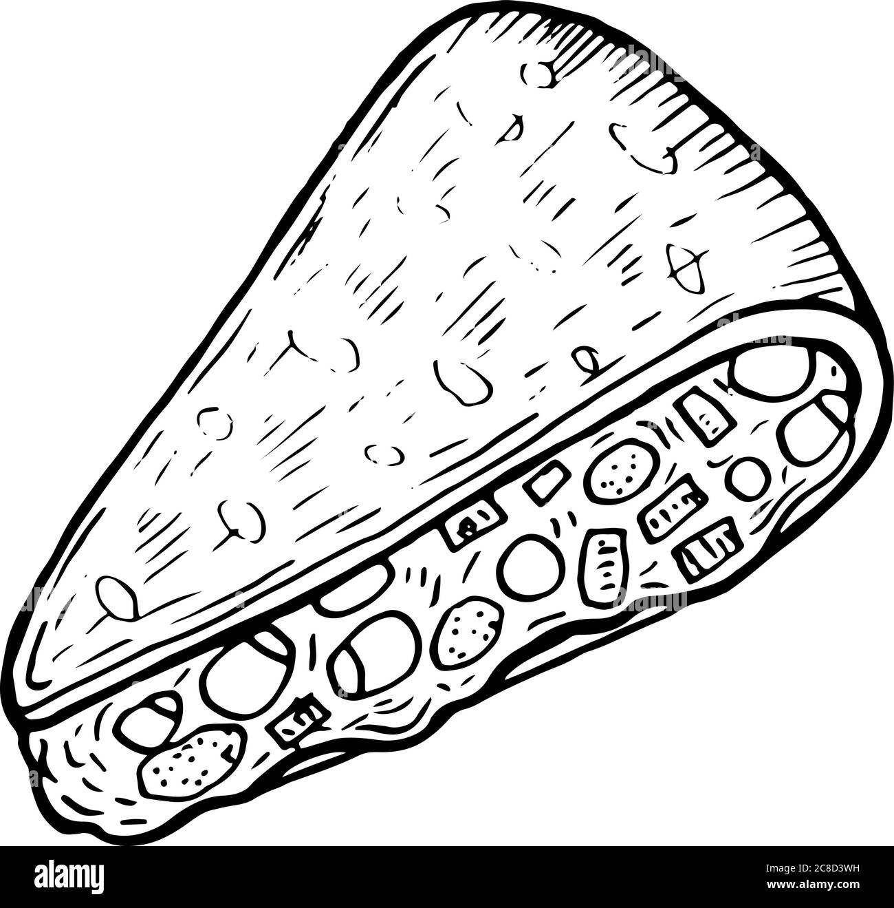 Mexikanische Lebensmittel quesadilla - Färbung Seite für Erwachsene. Druckgrafiken. Grafik Doodle Cartoon Art. Vektor-Illustration Stock Vektor
