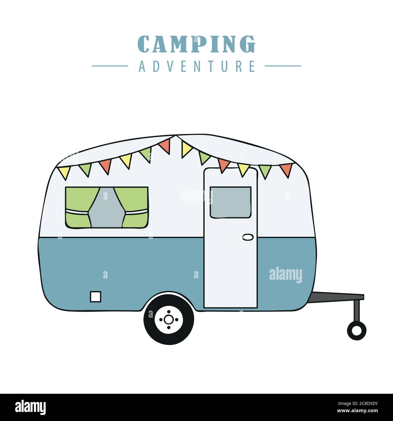 Camper Sommerurlaub auf einer Reise Vektor-Illustration EPS10 Stock Vektor