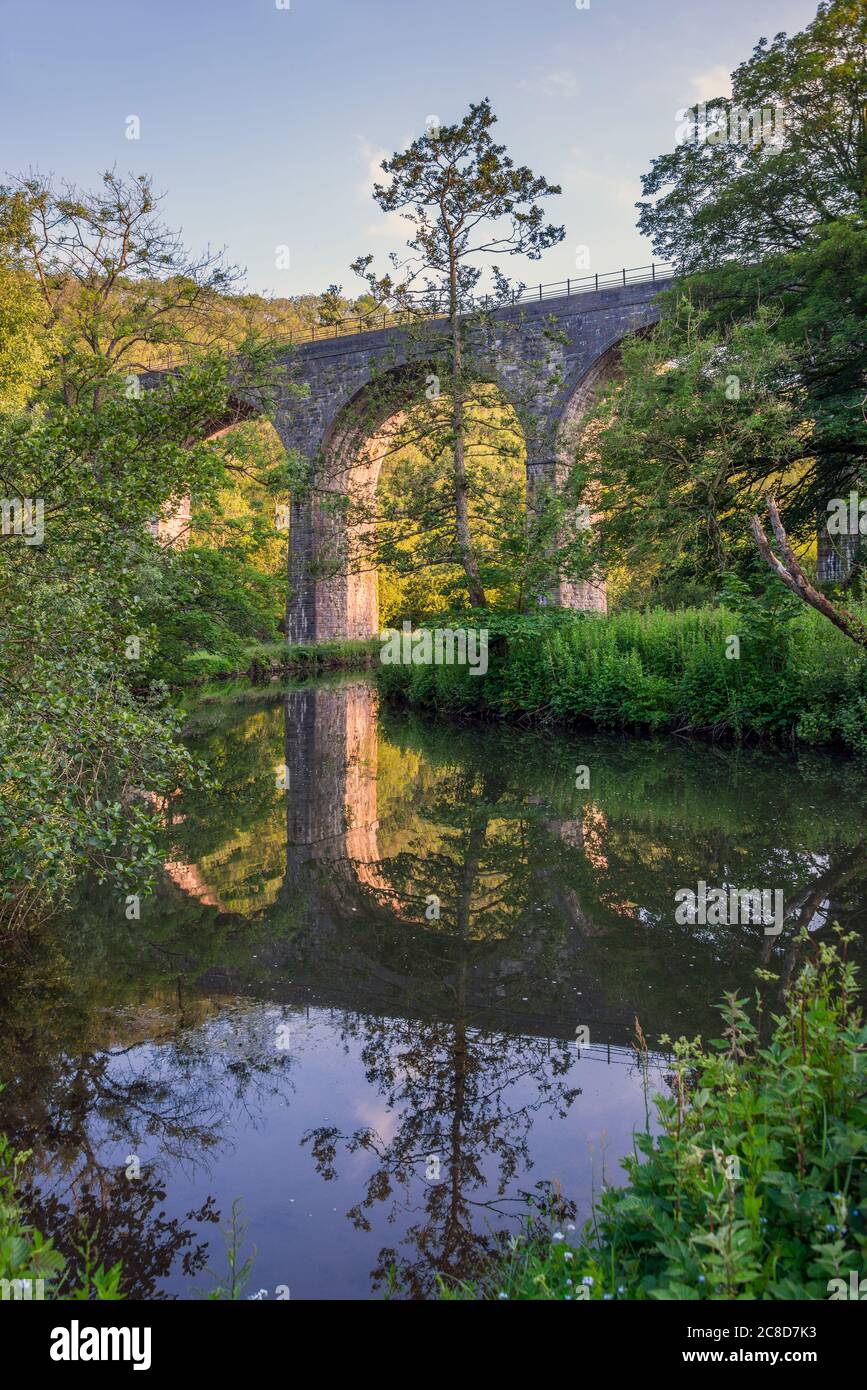Monsal Head Viaduct und River Wye, Derbyshire Stockfoto