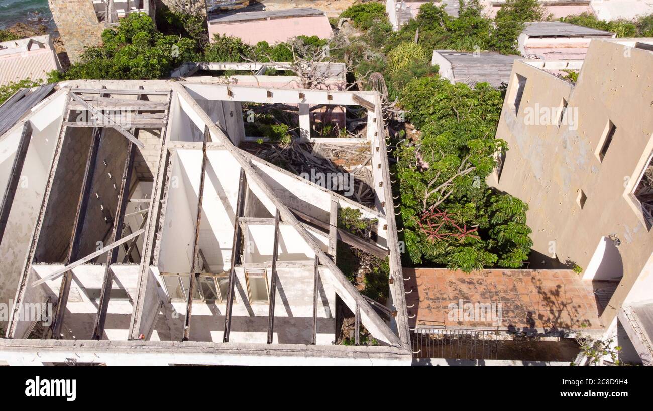 Hurrikan verursacht Schäden am La Belle Kreolgebäude auf der karibischen Insel St. martin. Stockfoto