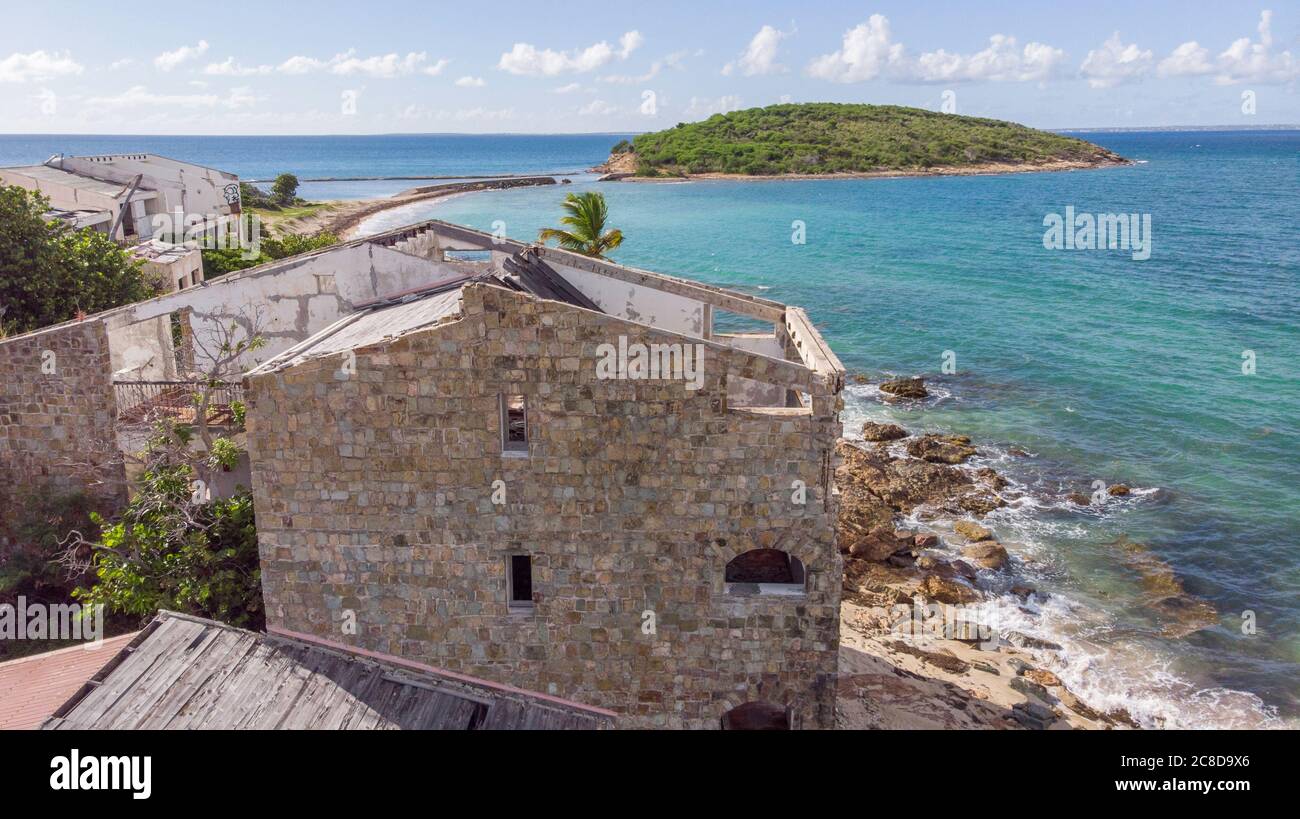 Hurrikan verursacht Schäden am La Belle Kreolgebäude auf der karibischen Insel St. martin. Stockfoto