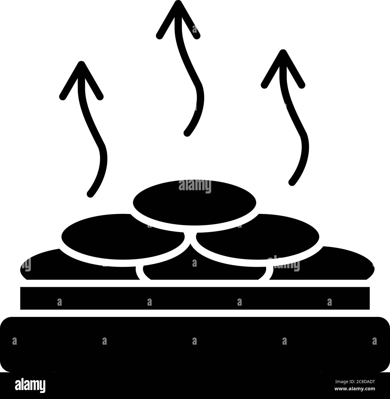 Trockenhitze Sauna schwarz Glyphe Symbol. Spa Resort Erholung, Badehaus Entspannung. Wärmetherapie, Vaporarium Silhouette Symbol auf weißem Raum. Heiße Steine auf Stock Vektor