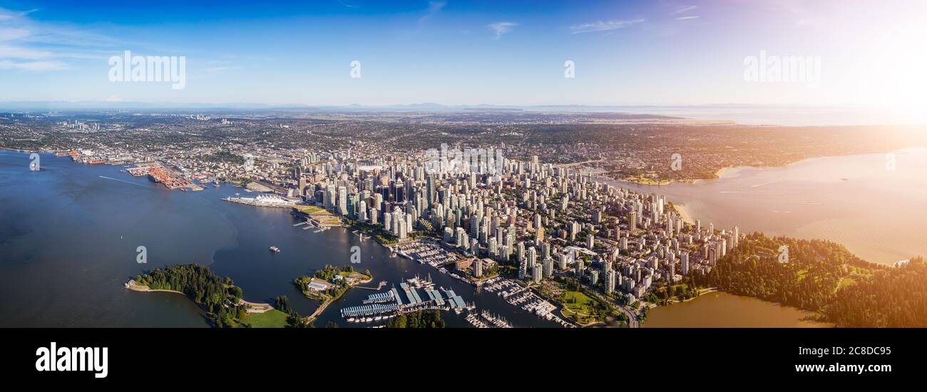 Innenstadt Von Vancouver, British Columbia, Kanada. Panoramaaussicht Stockfoto
