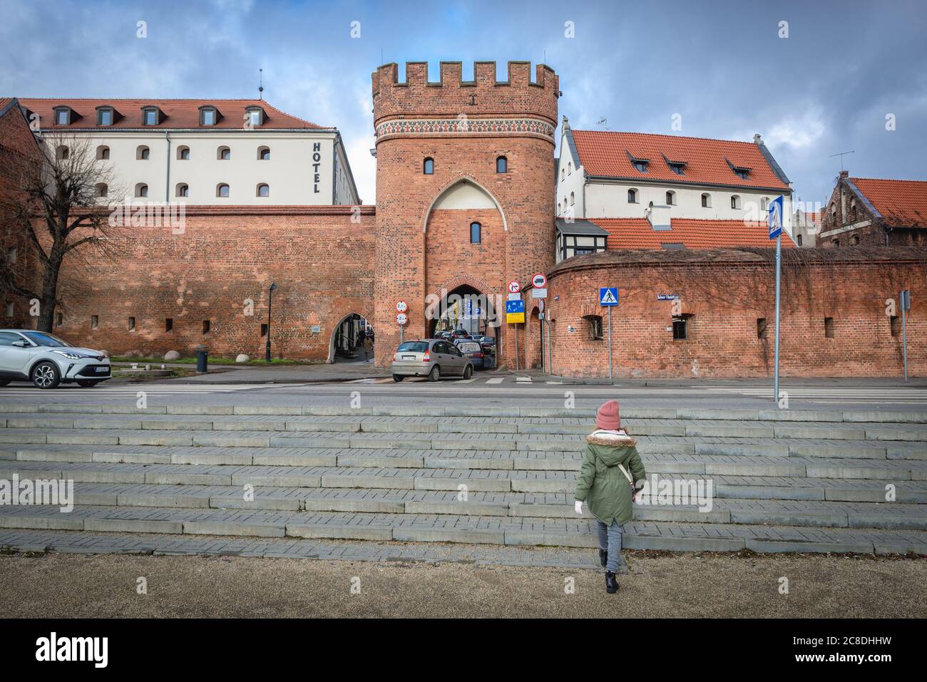 Brückentor eines der drei mittelalterlichen Tore in der Altstadt von Torun, Woiwodschaft Kujawien Pommern in Polen Stockfoto