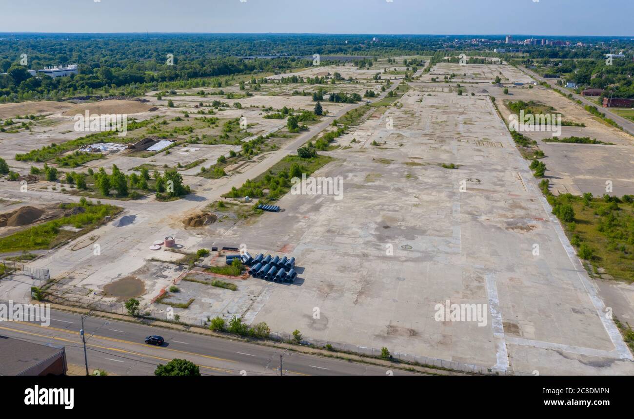 Flint, Michigan - der Standort des ehemaligen Buick City Auto Montage-Komplex, zu einer Zeit die größte Autofabrik der Welt. Die Anlage schloss 1999 ein Stockfoto