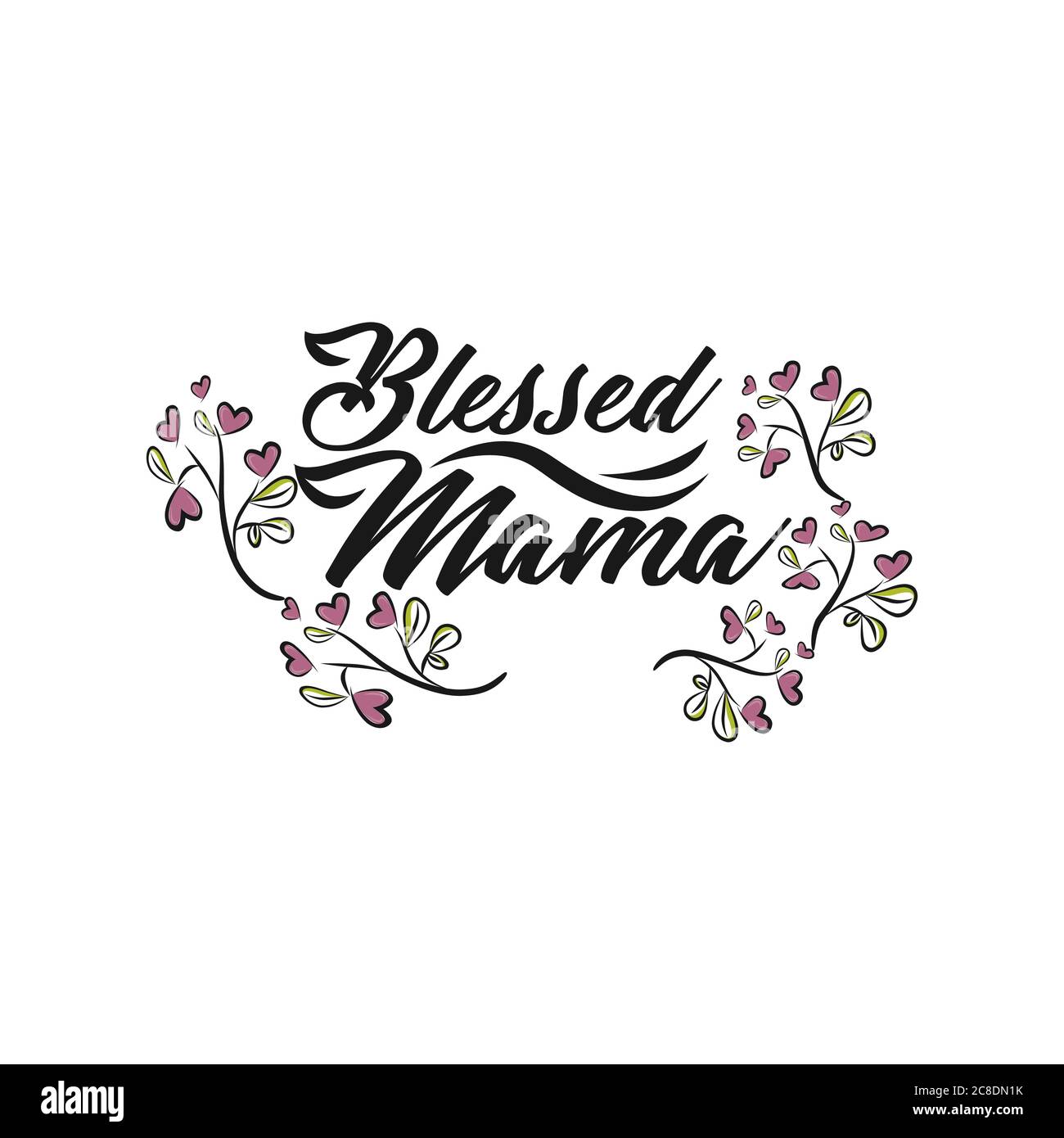 Gesegnete Mama- Kalligraphie gut für Grußkarte, Flyer, Poster, Banner und Textildruck, Geschenk-Design.EPS 10 Stock Vektor