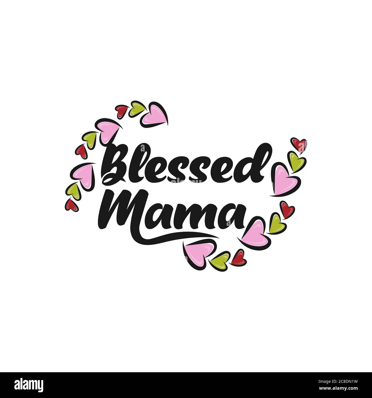 Gesegnete Mama- Kalligraphie gut für Grußkarte, Flyer, Poster, Banner und Textildruck, Geschenk-Design.EPS 10 Stock Vektor