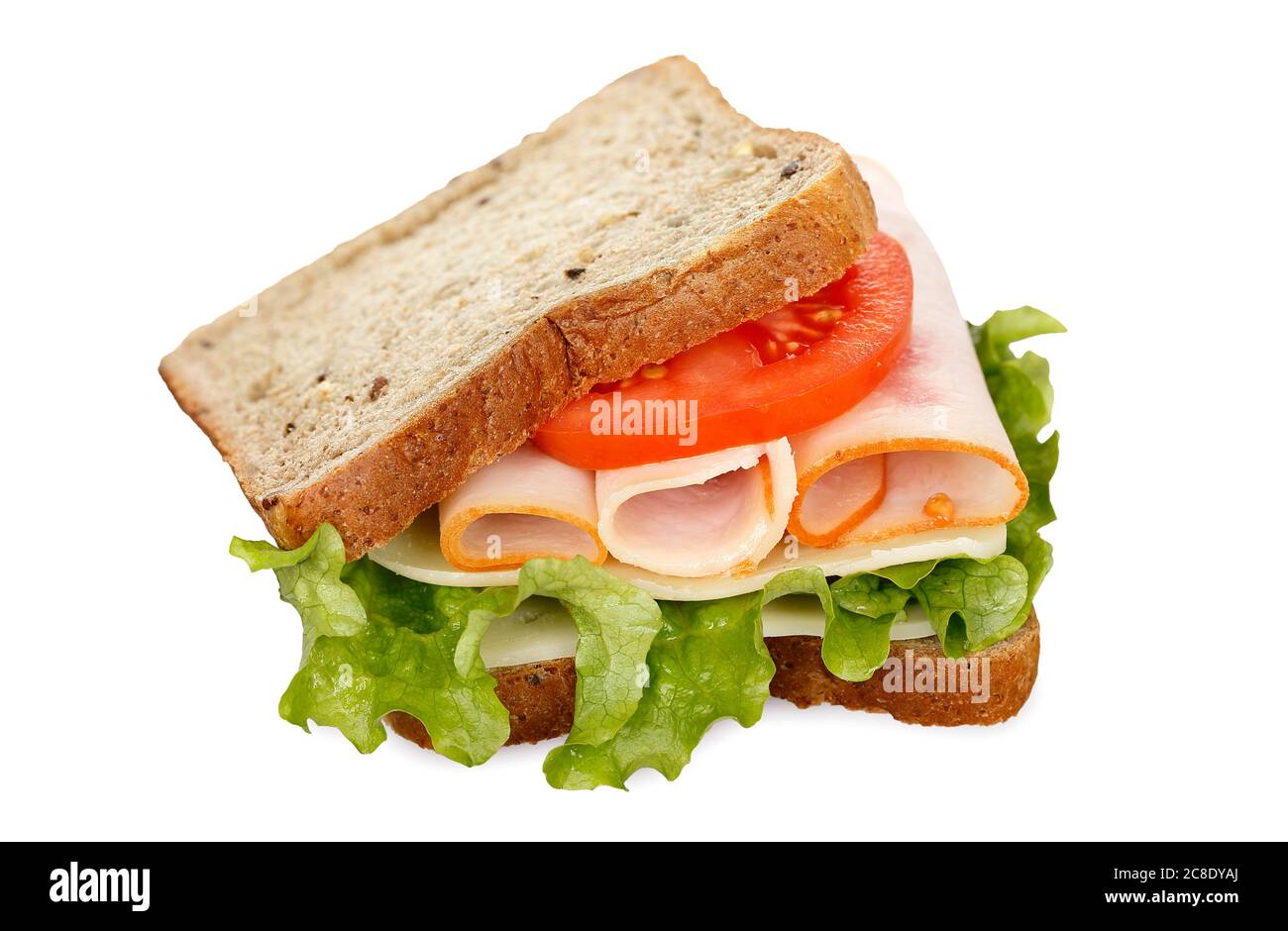 Gesundes Sandwich mit gesundem Brot auf Weiß Stockfoto