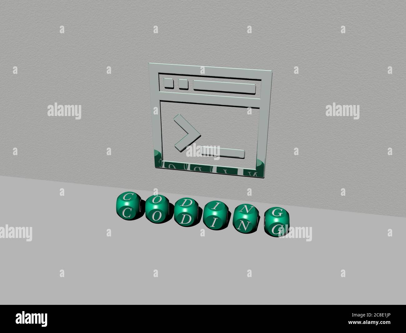 3D-Illustration von Codierungsgrafiken und Text, die durch Metallwürfelbuchstaben für die damit verbundenen Bedeutungen des Konzepts und der Präsentationen gemacht werden. Code und Computer Stockfoto 3D-Illustration von Codierungsgrafiken und Text, die durch Metallwürfelbuchstaben für die damit verbundenen Bedeutungen des Konzepts und der Präsentationen gemacht werden. Code und Computer Stockfoto