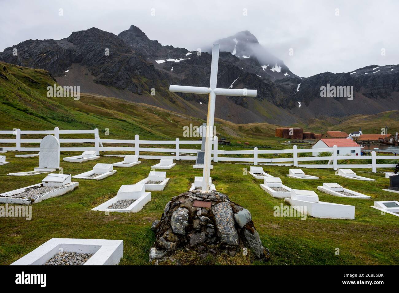 Großbritannien, Südgeorgien und Südlichen Sandwichinseln, Grytviken, entfernter Friedhof in der Antarktis Stockfoto