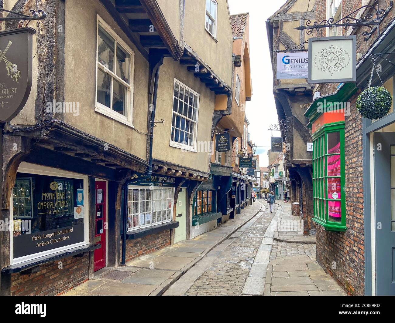 'The Shambles' mittelalterliche Straße, Newgate, York, North Yorkshire, England, Vereinigtes Königreich Stockfoto