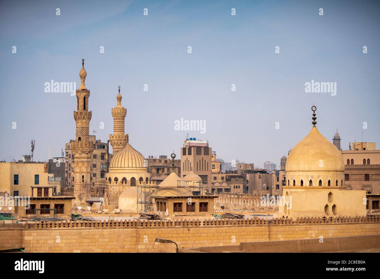 Ägypten, Kairo Governorat, Kairo, Minarette der Al-Azhar-Moschee Stockfoto