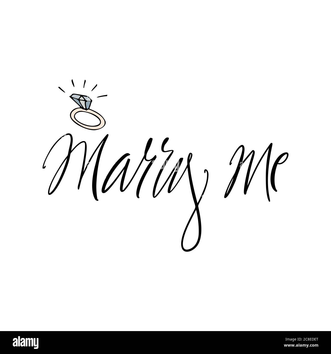 Marry Me - moderne Pinsel Kalligraphie für Karte, Poster. Abbildung mit Tinte auf weißem Hintergrund Stock Vektor