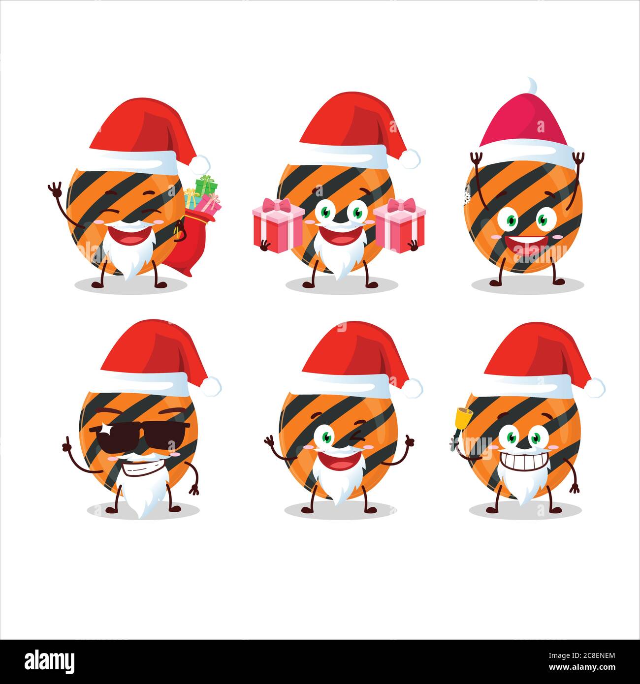 Weihnachtsmann Emoticons mit halloween Streifen Süßigkeiten Cartoon-Charakter Stock Vektor